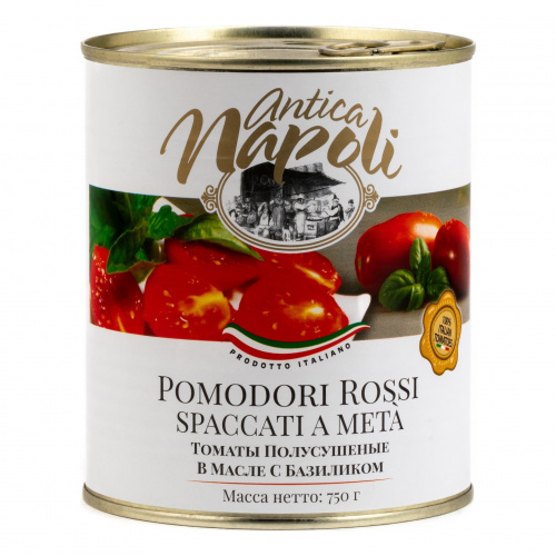 Томаты полусушеные в масле с базиликом, Antica Napoli "I.S.A." (0,750кг)