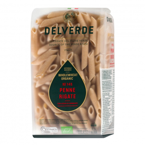 Паста № 145 Пенне Ригате Биолоджика с отрубями, Delverde (0,500кг)