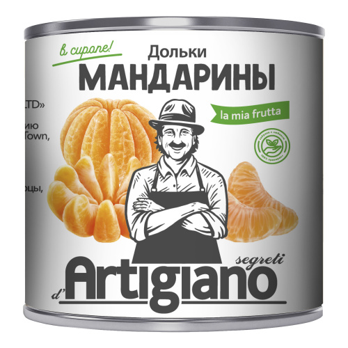 Мандарины дольки в сиропе, ARTIGIANO (0,312кг)