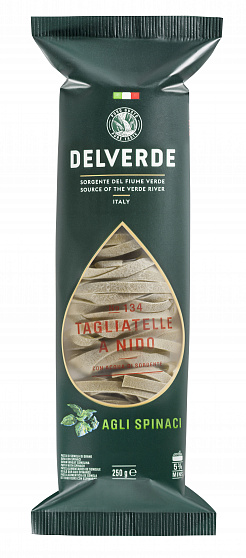 Паста № 134 Тальятелле со шпинатом, Delverde (0,250кг)