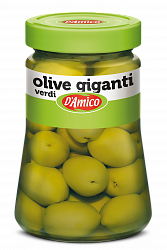 Оливки зеленые Гигантские с косточкой, D`Amico (0,470кг)