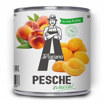 Персики в сиропе половинками, ARTIGIANO (3кг)