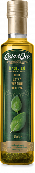 Масло оливковое Extra Virgin с базиликом, Costa d’Oro (0,250л)