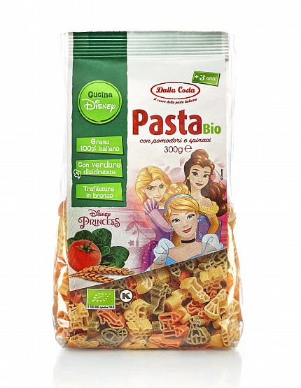 Паста Disney Фигурные со шпинатом и томатом "Принцесса Био", Dalla Costa (0,300кг)