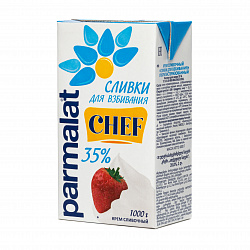 Сливки CHEF  35% Brick, PARMALAT (без крышки) (1л)