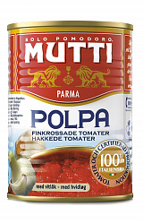 Томаты резаные кубиками в томатном соке с чесноком, Mutti (0,400кг)