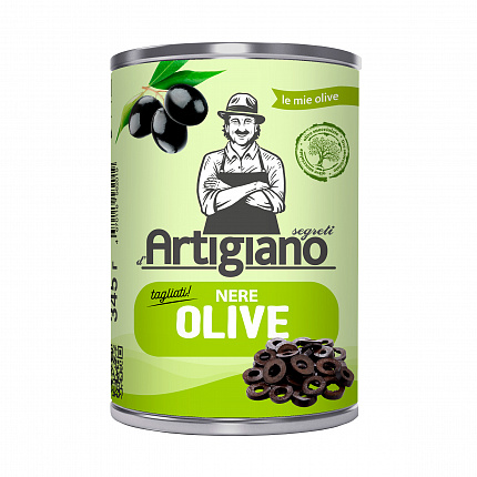 Маслины резаные, ARTIGIANO (0,345кг)