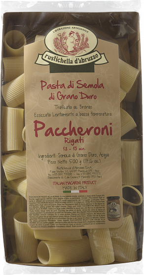 Паста без яиц Паккерони Ригати, Rustichella d'Abruzzo (0,500кг)